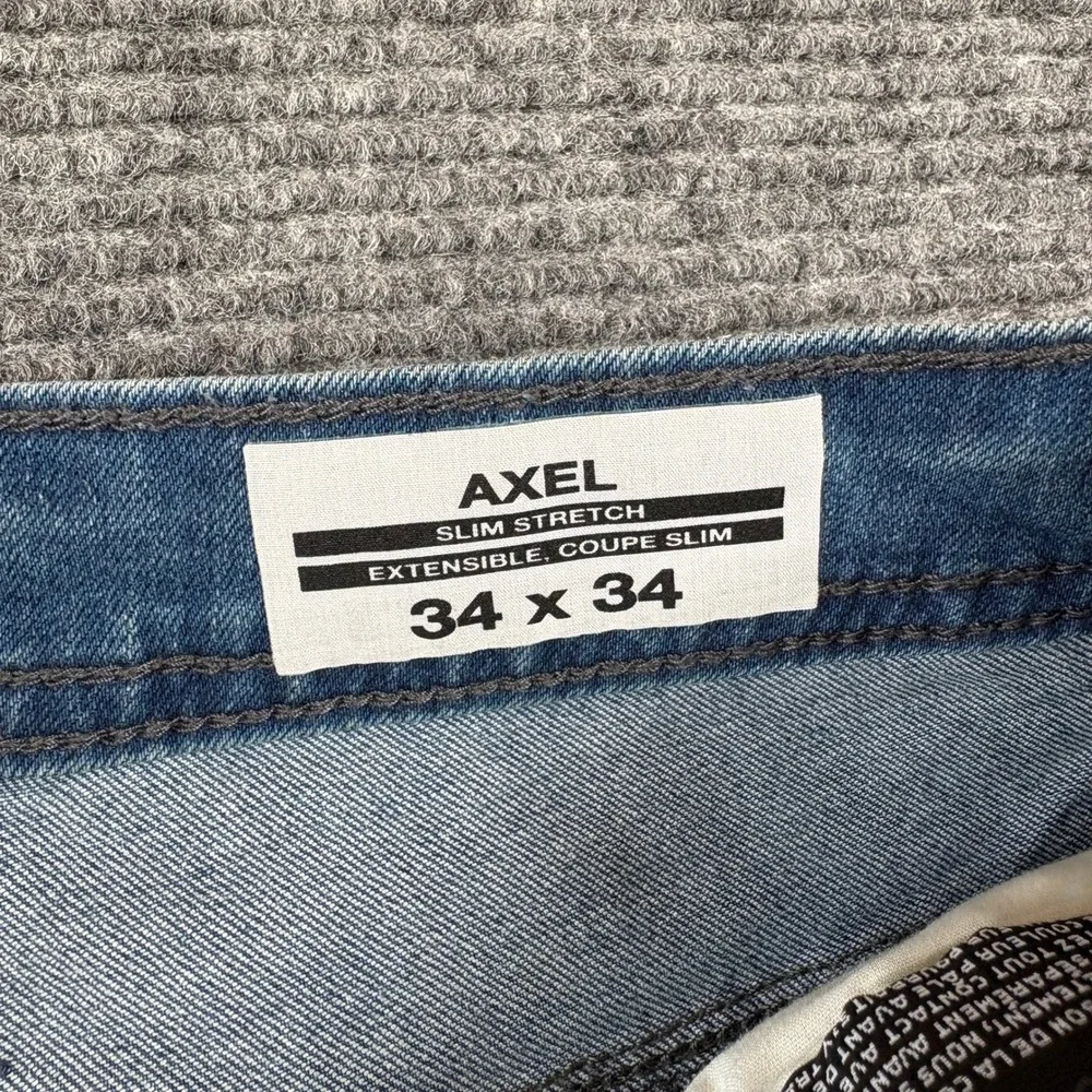 Buffalo David Bitton Axel Slim Stretch Mens Jeans 34x34 Medium Wash Blue Denim
